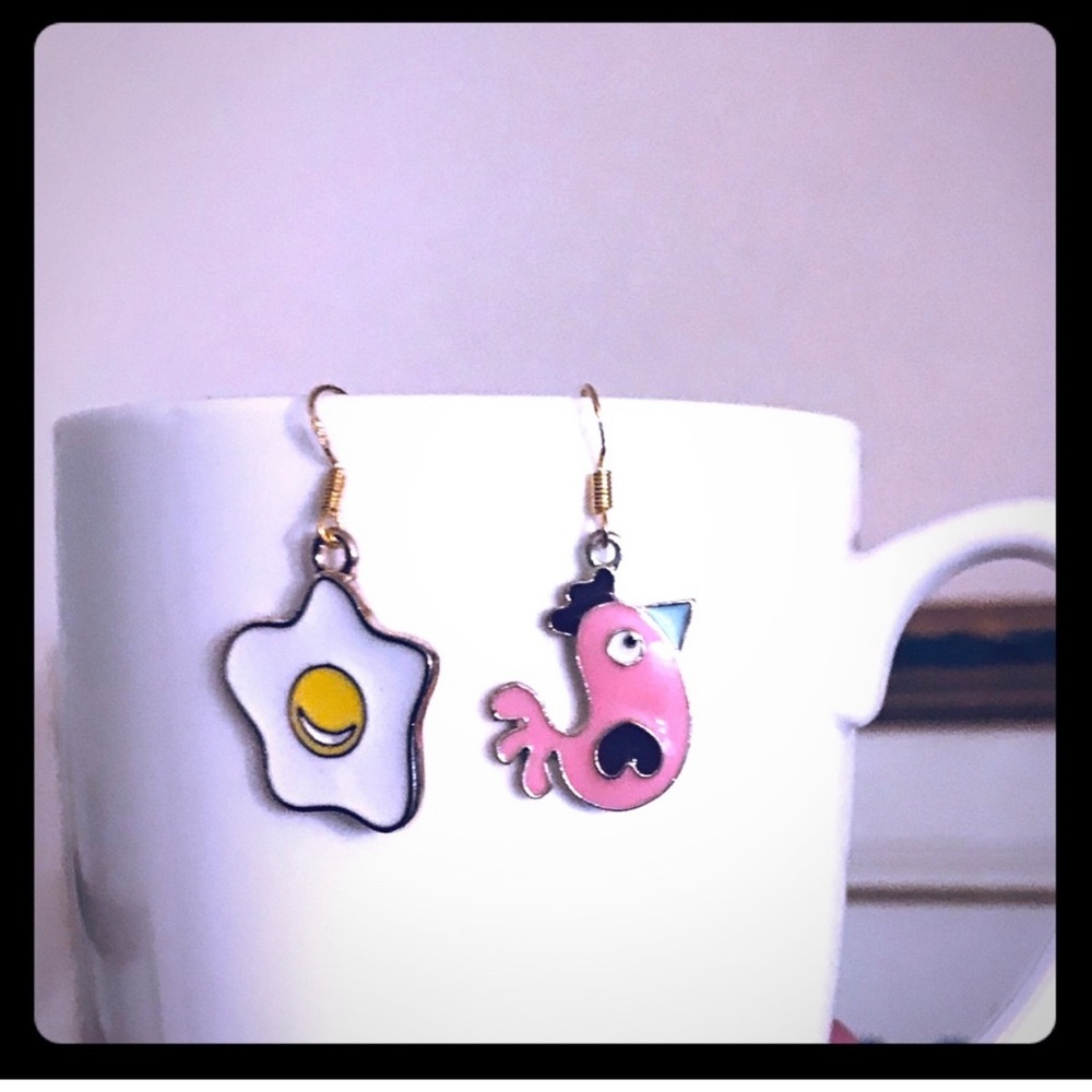 Chicken and eggs earrings in exchange for